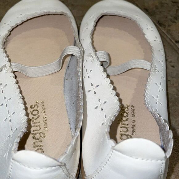 Conguitos White Washable Faux Leather Scallop Ballet Flat Shoes Girls Size EU 31 - Picture 12 of 12